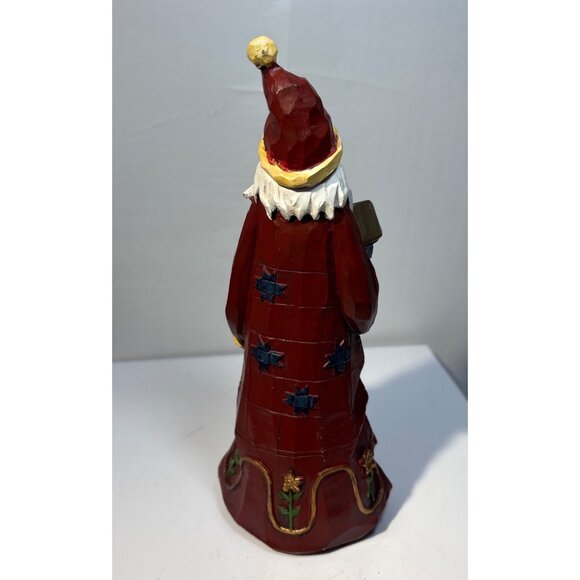 Santa Claus Figurine With Birdhouse 8" Tall Holiday Decor Red Gold Blue - Picture 3 of 7